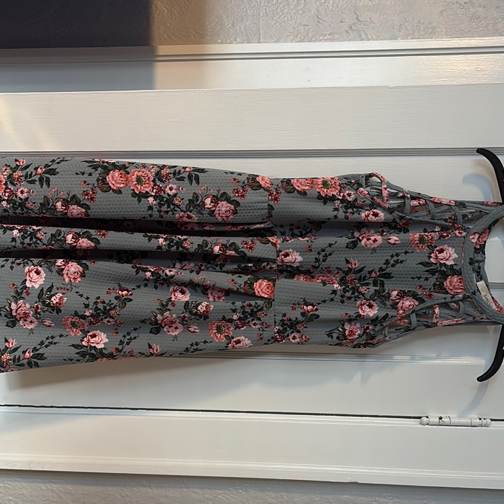 Floral Grayish Blue Dress
